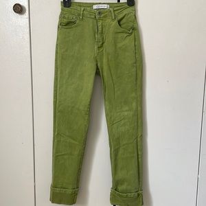 Size S Q2 Premium Denim High Waist Jeans, Olive color